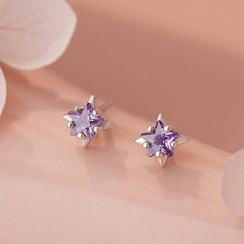 D廠-S999足銀新款星星藍鋯粉鋯白鋯耳環女簡約輕奢精緻高級耳釘「YC4910E_1」25.11-2