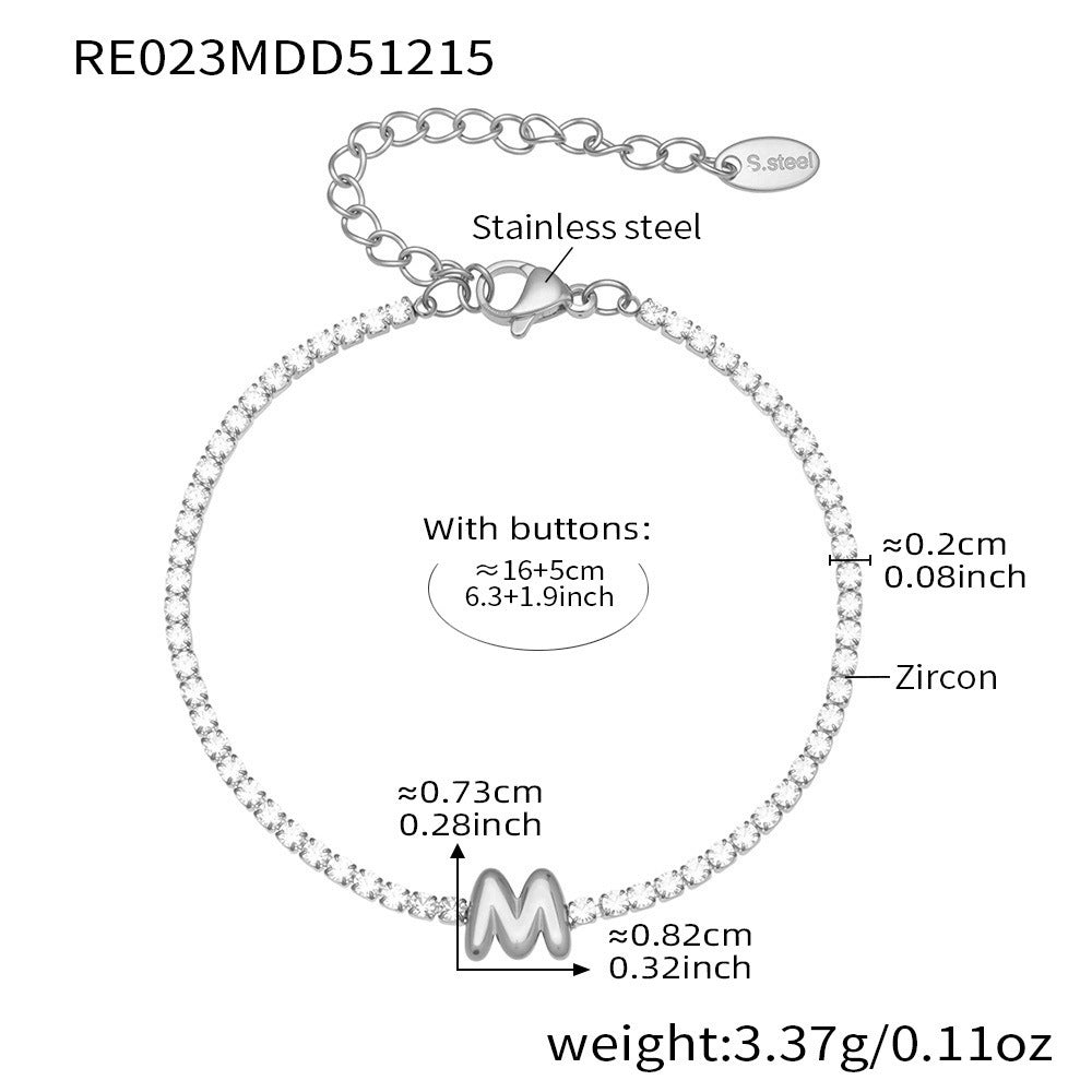 B廠-爆閃爪鑲鋯石26字母手鍊 不鏽鋼鍍18k真金時尚精緻氣質珠寶首飾女「RE023」25.12-3