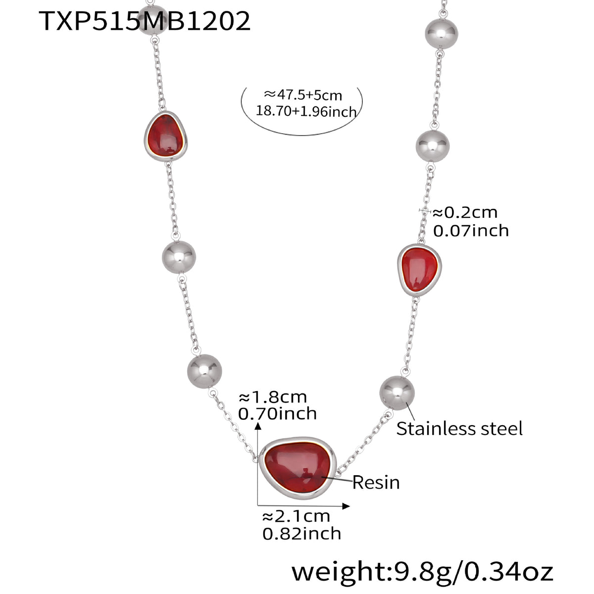 B廠-不鏽鋼彩色樹脂包邊項鍊5A鋯石愛心手鍊多巴胺飾品套裝鍍18k真金「TXP515」25.12-2