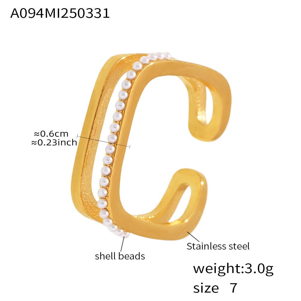 B廠-ins風小方戒鏤空排鑽鋯石戒指小眾設計感不鏽鋼不掉色飾品「A094」25.04-2