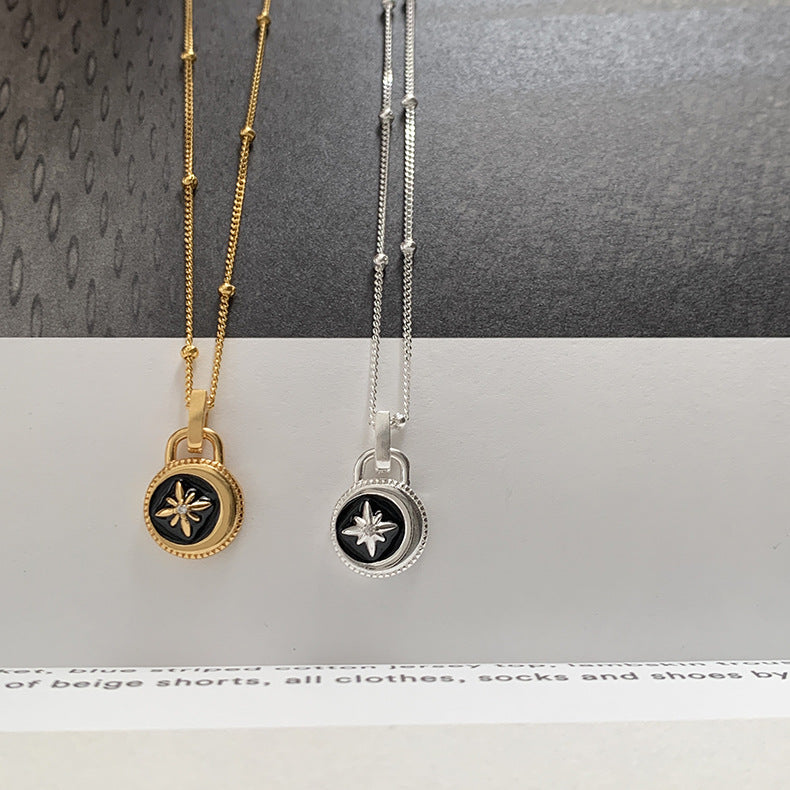 C廠-韓國東大門星星月亮項鍊S925純銀項鍊女士通體銀項鍊金色項鍊「682」25.05-3
