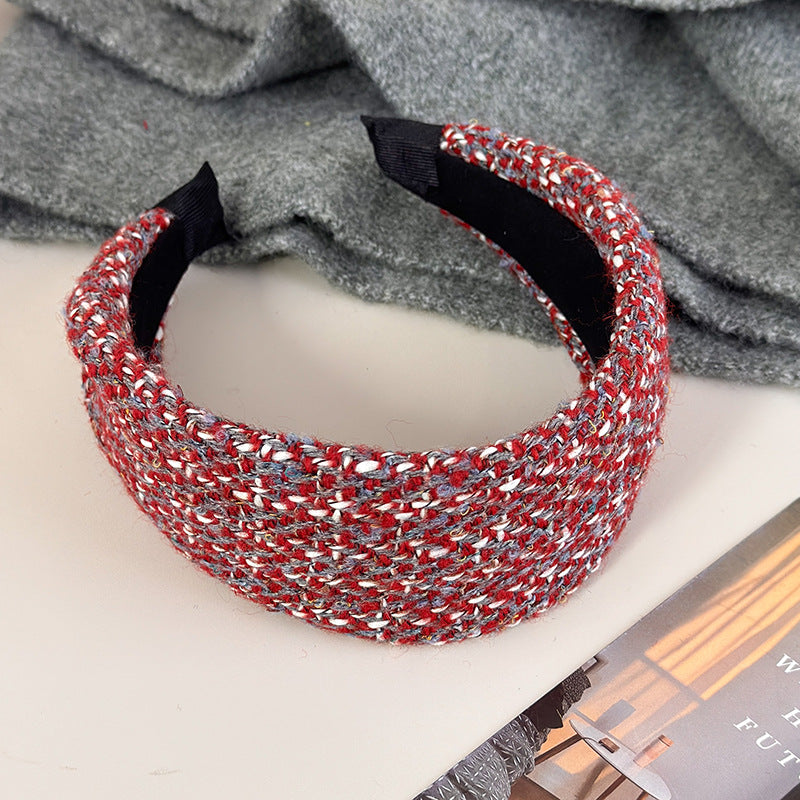 E廠-法式小香風粗毛呢寬邊髮箍女高級感外出百搭髮飾壓髮頭箍2025新款「27733」25.12-1