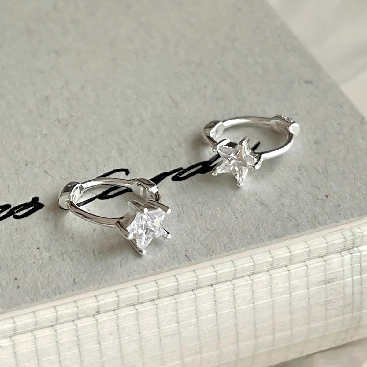 F廠-韓國韓版925純銀星星鋯石耳扣耳環簡約氣質百搭ins風耳飾「C1423」25.11-4