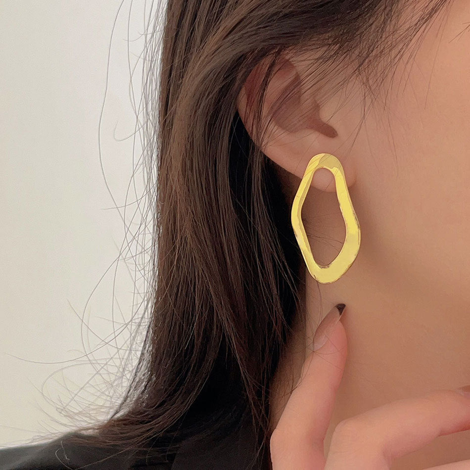 F廠-韓國韓版女925純銀耳釘INS風格設計師不規則造型耳環耳墜網紅耳飾「C588」25.11-1