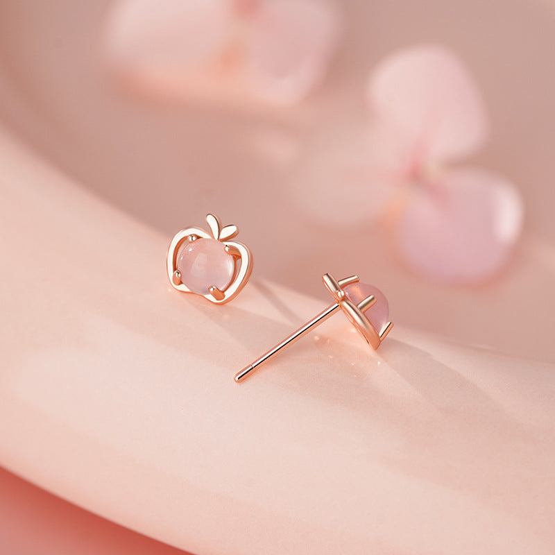 D廠-S999足銀小巧蘋果耳環女迷你耳環養耳洞水果氣質小眾可愛耳環「YC5016E_1」25.11-3