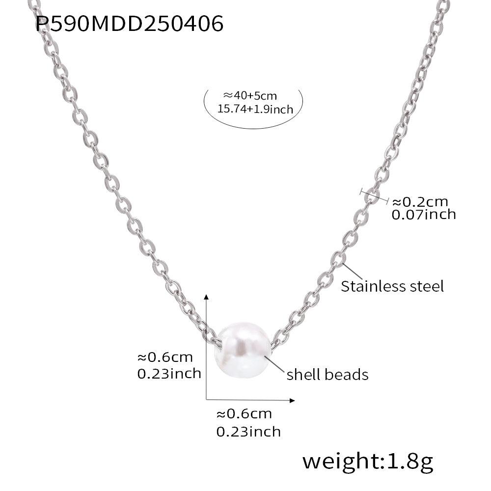 B廠-ins輕奢風精美貝珠項鍊女式不鏽鋼鍍18K真金鎖骨鏈跨境飾品「P590-P750」25.04-2