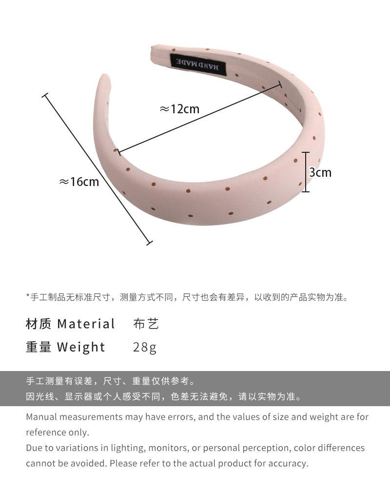 E廠-四季甜美波點頭箍彩色海綿布藝咖色點點髮箍簡約百搭壓髮洗臉髮箍「26782」25.04-2