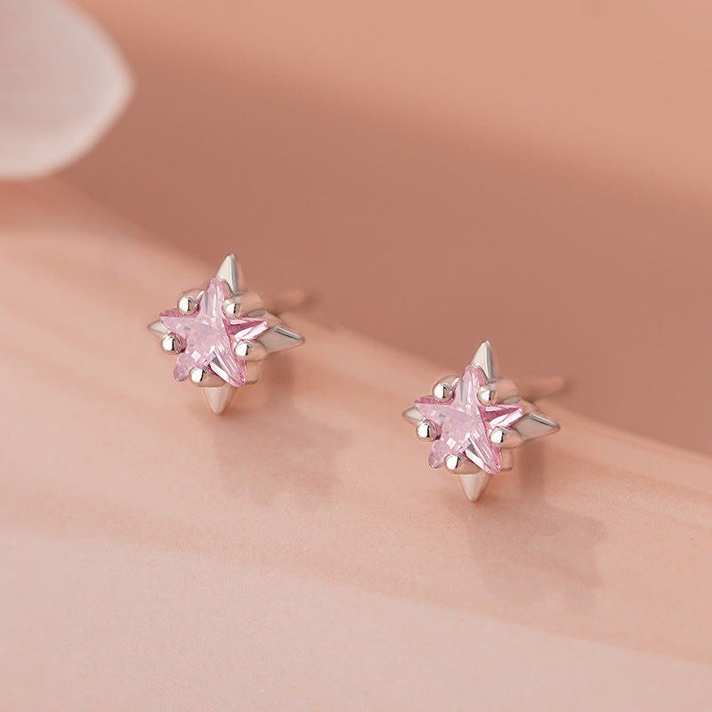 D廠-S999足銀新款星星藍鋯粉鋯白鋯耳環女簡約輕奢精緻高級耳釘「YC4910E_1」25.11-2