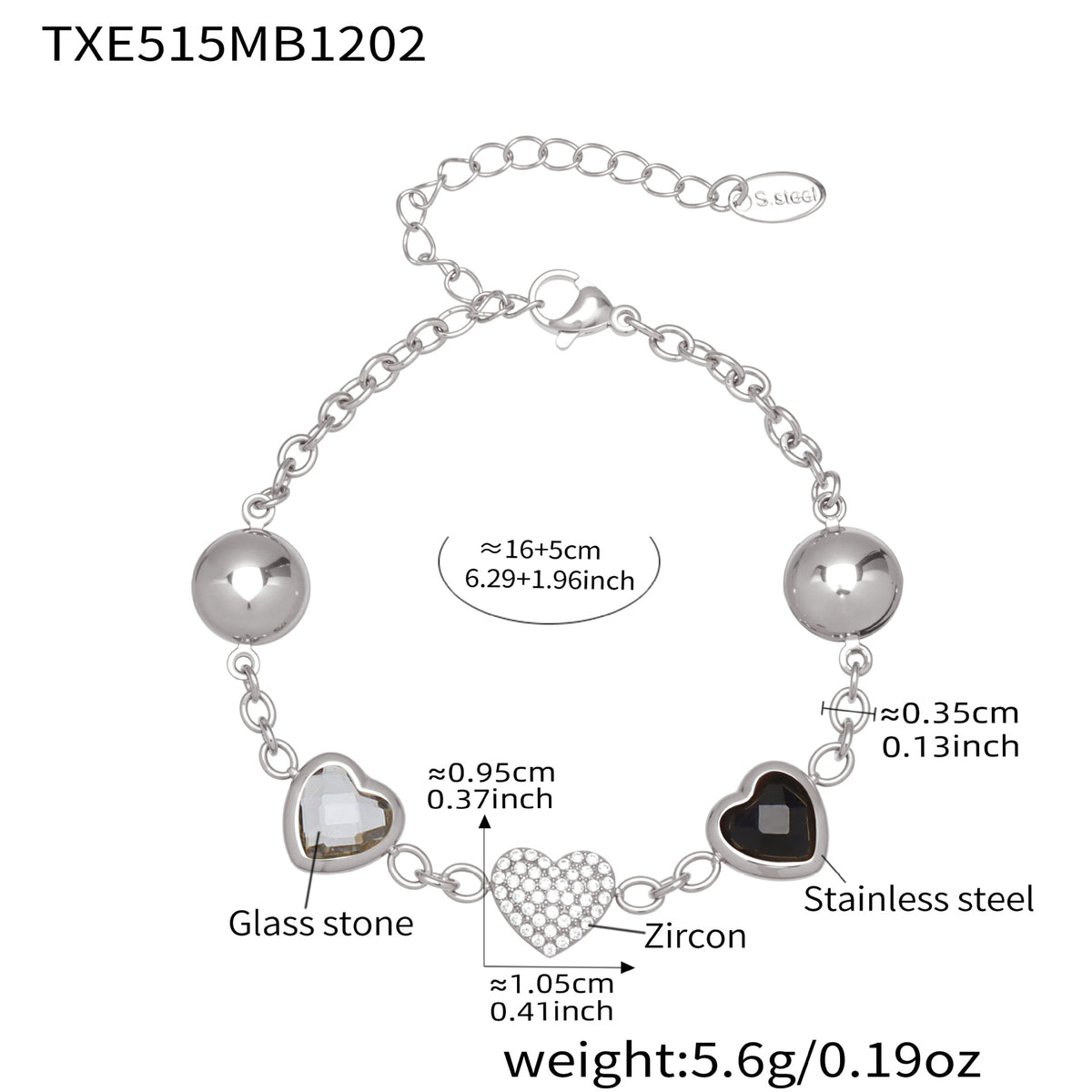 B廠-不鏽鋼彩色樹脂包邊項鍊5A鋯石愛心手鍊多巴胺飾品套裝鍍18k真金「TXP515」25.12-2