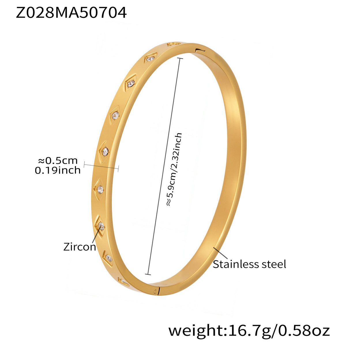 B廠-跨境新款簡約鈦鋼時尚鑲鑽素圈手鐲女歐美時尚女士手環手飾「Z024」25.07-2