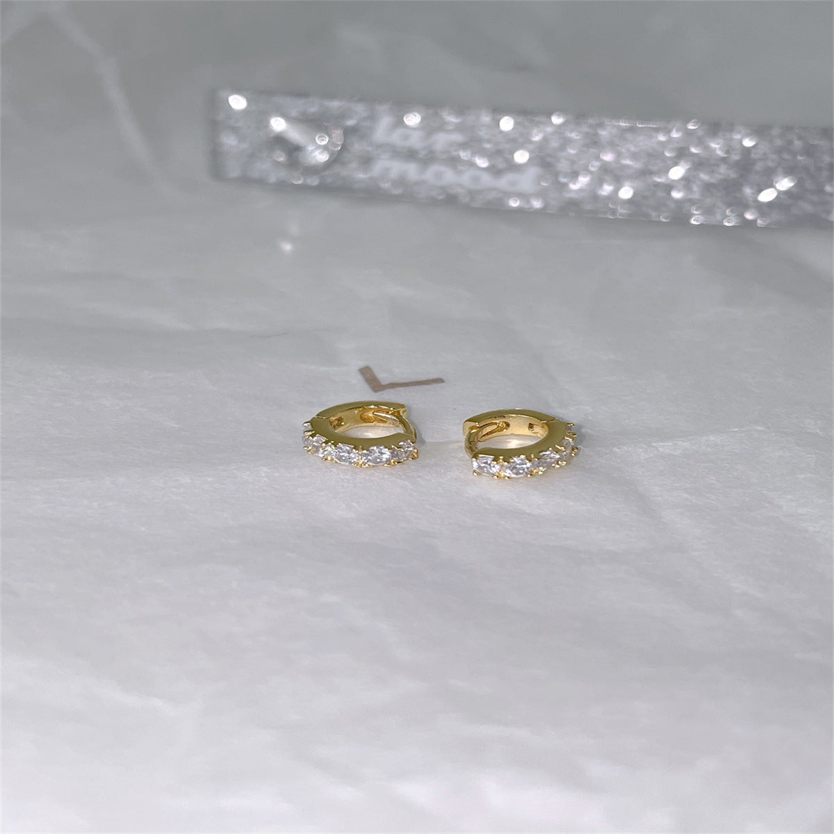 C廠-極簡冷淡風鋯石耳環女輕奢高級感mini純銀耳圈精緻時尚氣質耳扣「EH-4209」25.10-3