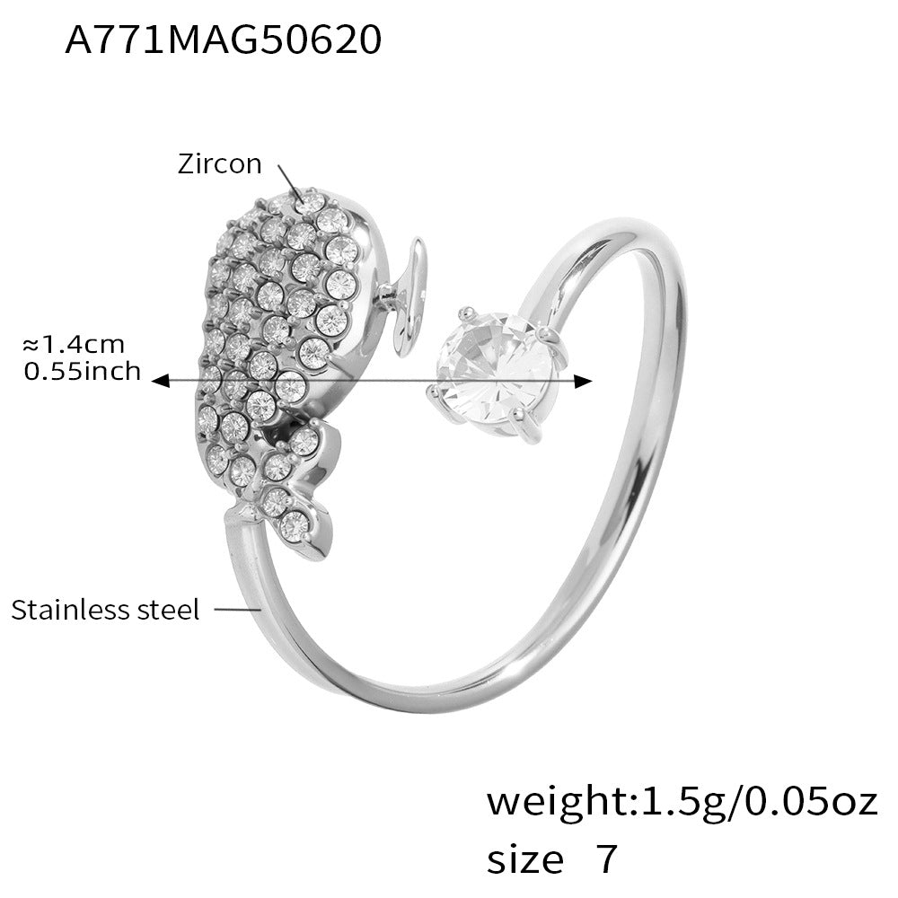 B廠-不鏽鋼5A鋯石開口戒指不掉色小眾設計感指環ring歐美風飾品「A768」25.06-4