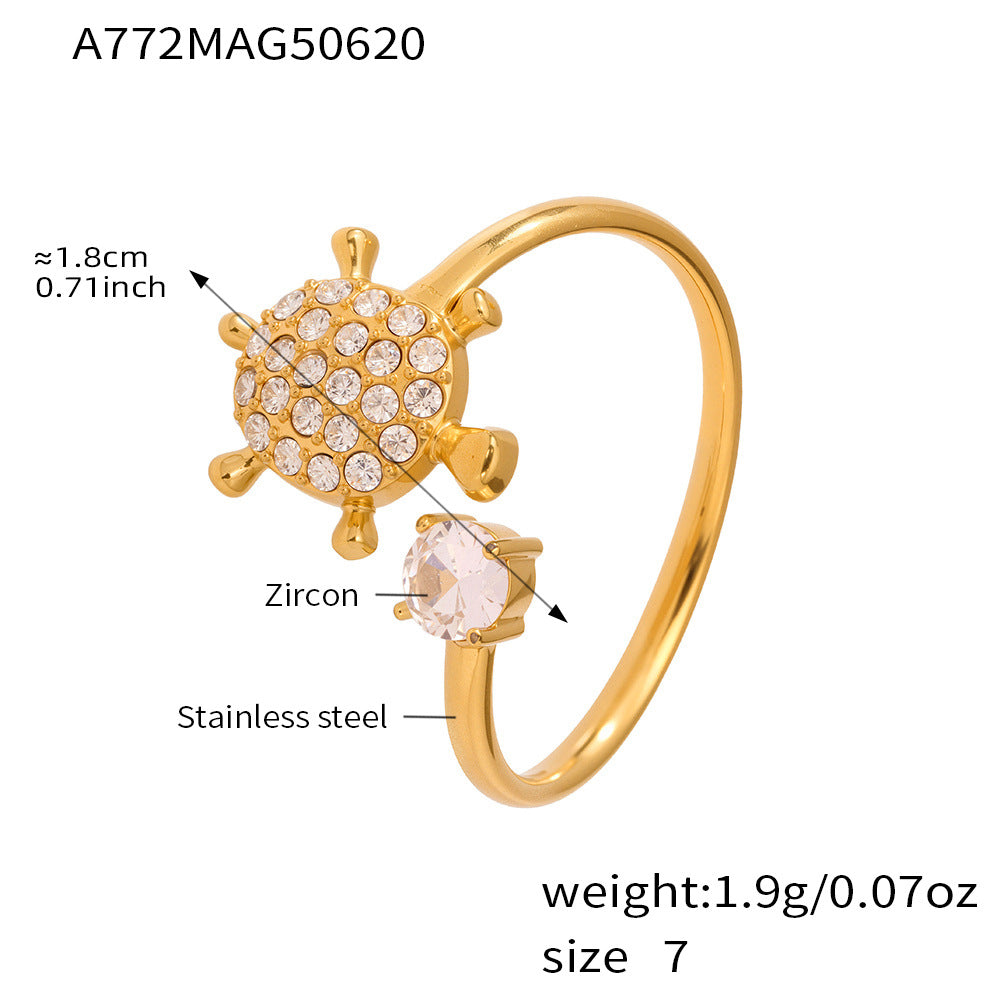B廠-不鏽鋼5A鋯石開口戒指不掉色小眾設計感指環ring歐美風飾品「A768」25.06-4