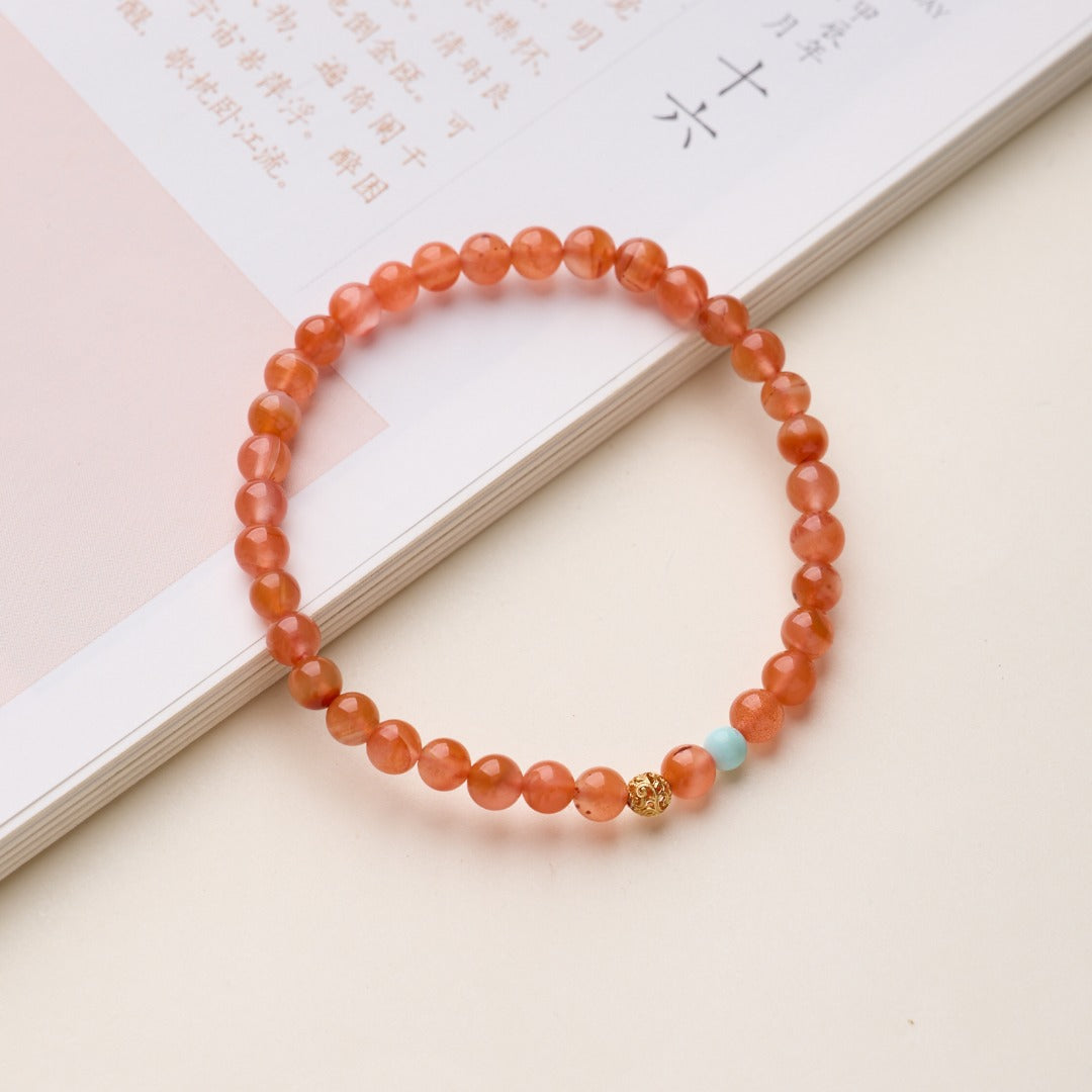 AS廠-源頭工廠批發天然南紅瑪瑙手鍊女新中式冰飄櫻桃紅南紅手鍊高級感「71X028」25.10-1
