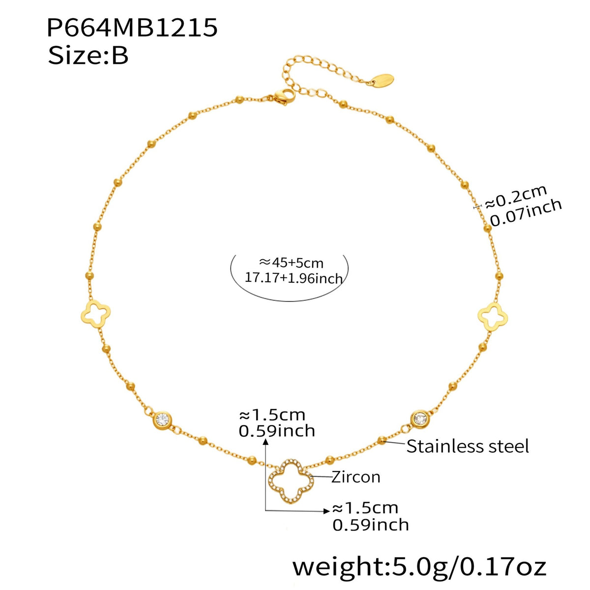 B廠-不鏽鋼5A鋯石Y字花朵流蘇項鍊鍍18k真金歐美時尚簡約輕奢珠寶首飾「P664」25.12-3