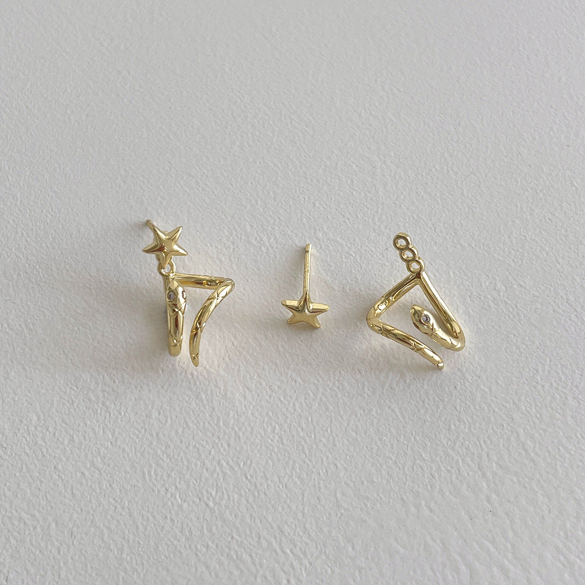 C廠-獨特小眾小蛇耳釘女酷颯氣質冷淡風銀針星星耳環輕奢高級感耳飾「EH-4173」25.10-4