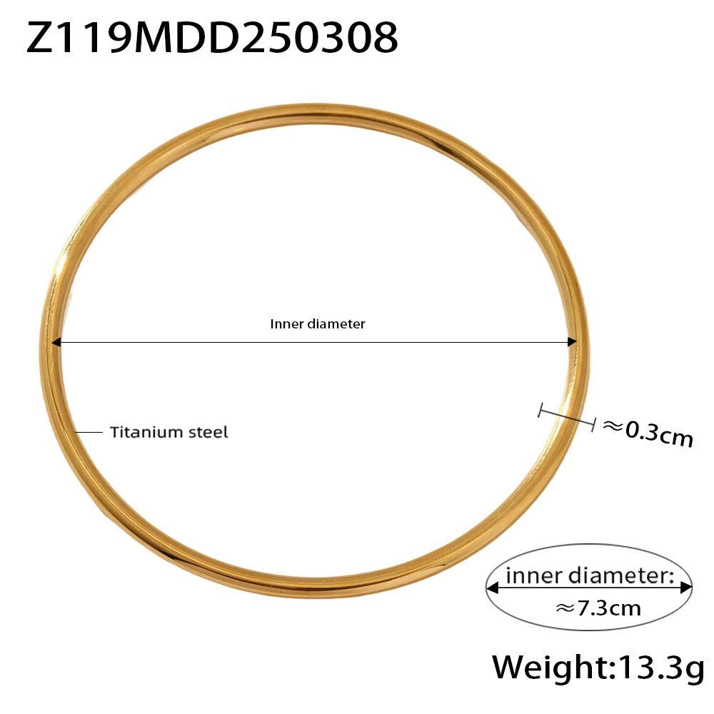 B廠-法式新款ins簡約光圈手鐲圓形素圈不鏽鋼鍍18K金手圈「Z119」25.04-1