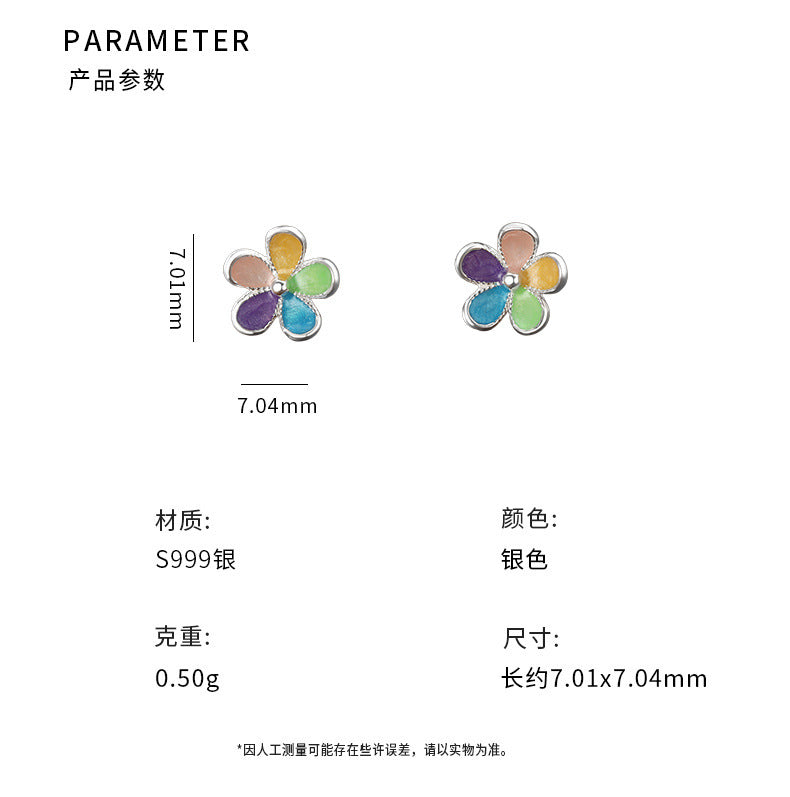 D廠-S999足銀五色花耳環獨特甜美設計清新夏季養耳洞個性耳飾批發「YC6345E_1」25.07-3