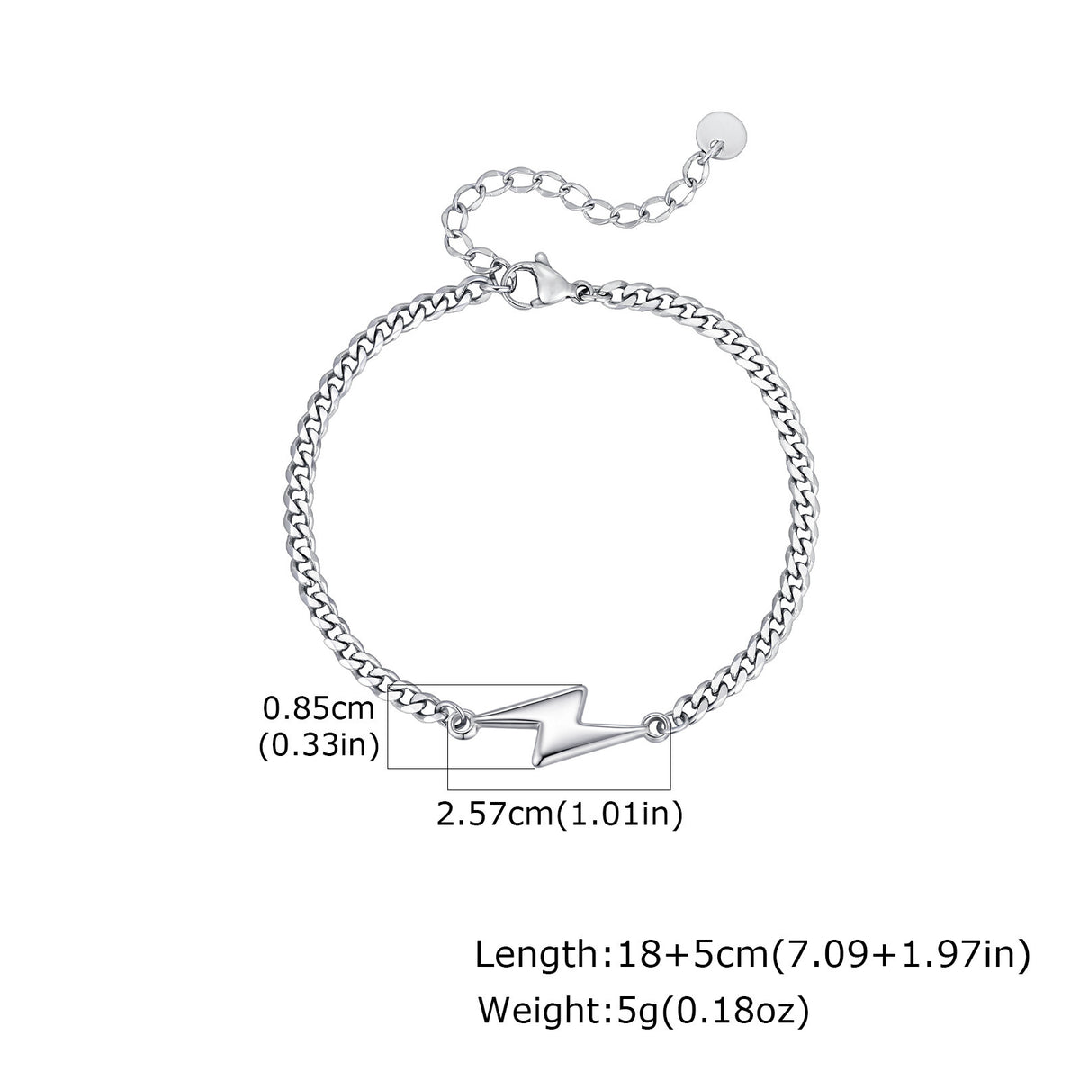 G廠-不鏽鋼六面磨鏈簡約個性情侶飾品鋼色閃電造型手鍊「BR-2620」25.11-1