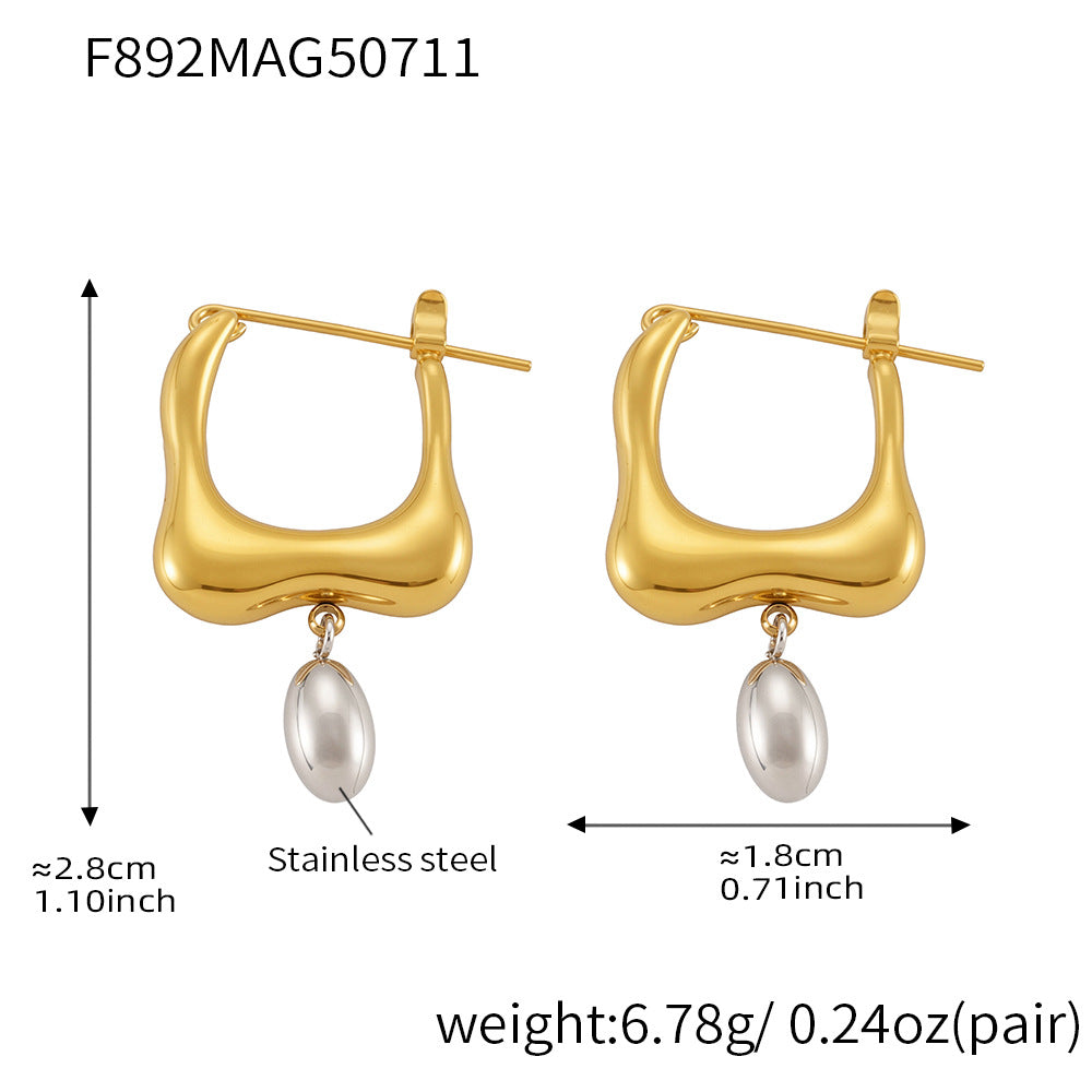B廠-歐美不鏽鋼幾何拼色耳環高級感耳釘鈦鋼耳飾品跨境earring「F892」25.07-3