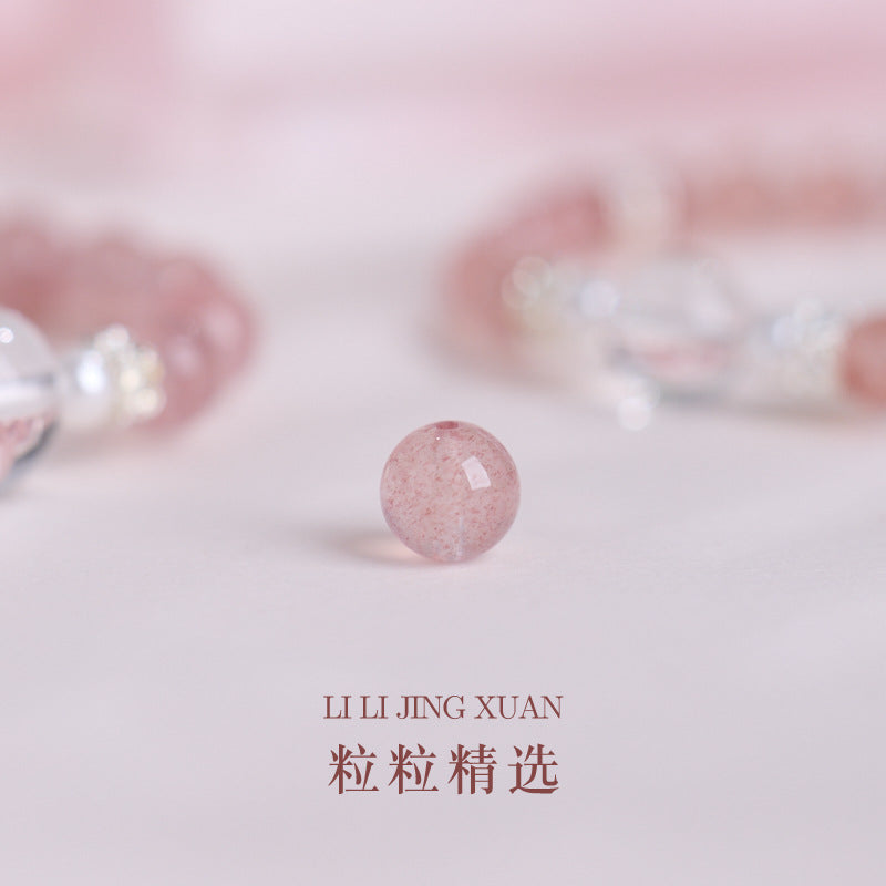 AS廠-8MM草莓晶手鍊桃花時尚女士手串珍珠小蠻腰水晶手鍊抖音閨蜜禮物「J061J122」25.07-1