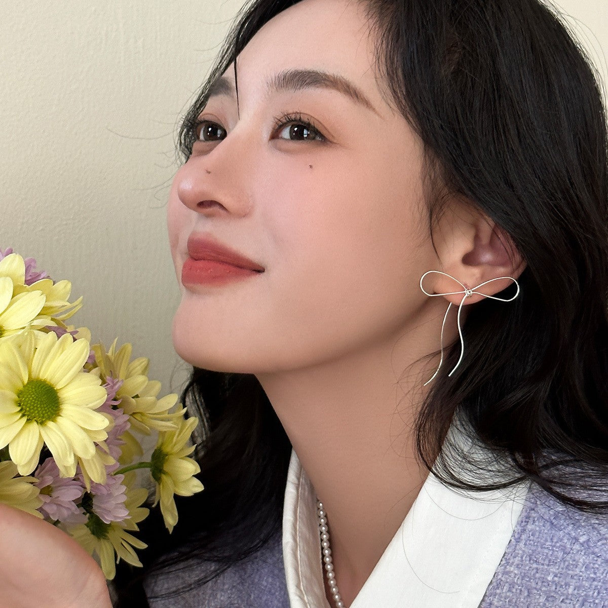 C廠-仙女風百搭夏季蝴蝶結耳釘女氣質高級感銀針耳環個性簡約甜美耳飾「EH-3590」25.04-4