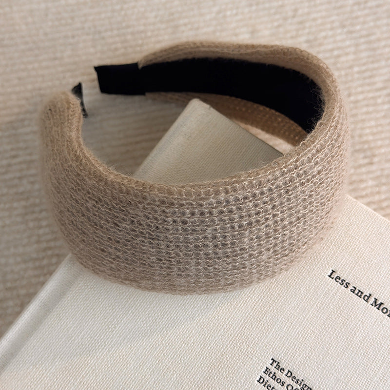 E廠-秋冬針織高顱頂毛線寬邊髮箍女高級感洋氣時尚壓髮頭箍髮卡頭飾潮「27794」25.12-3