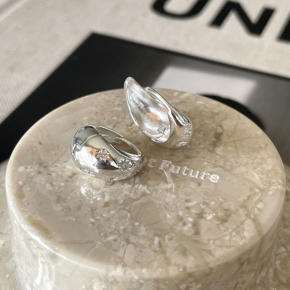 F廠-韓國韓版925純銀鋯石耳環U型簡約時尚氣質ins風耳環「C1186」25.12-3