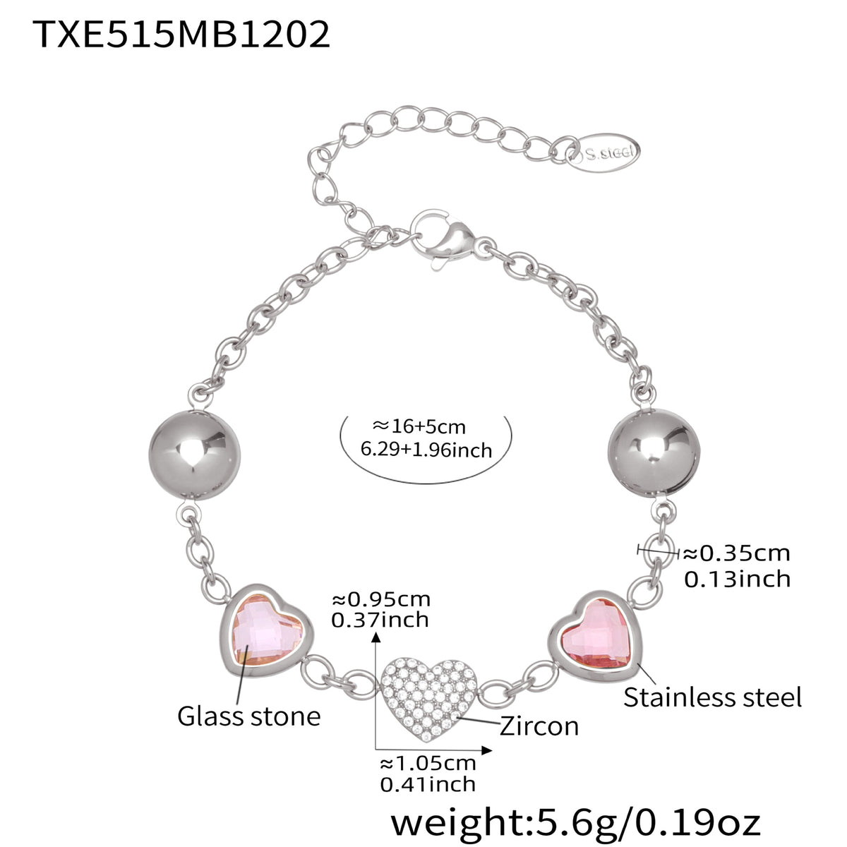 B廠-不鏽鋼彩色樹脂包邊項鍊5A鋯石愛心手鍊多巴胺飾品套裝鍍18k真金「TXP515」25.12-2