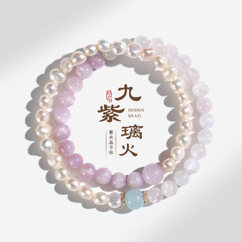 AS廠-九紫離火原創系列紫鋰輝搭配淡水珍珠天鵝石海藍寶diy手串送閨蜜「AL89040」25.02-3