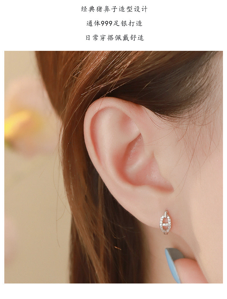 D廠-S999足銀個性豬鼻子耳扣女時尚百搭小眾設計感新款耳飾品批發「YC2509E_1」25.09-2
