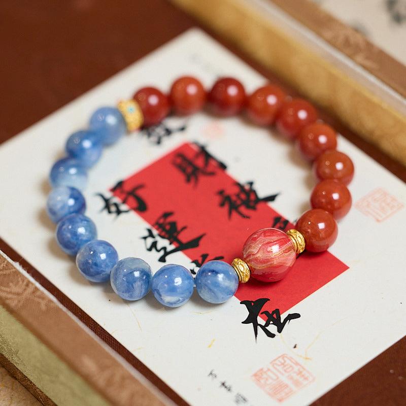 AS廠-哪吒系列龍鱗瑪瑙藍晶石藕餅設計款手鍊批發「S1010917」25.03-3