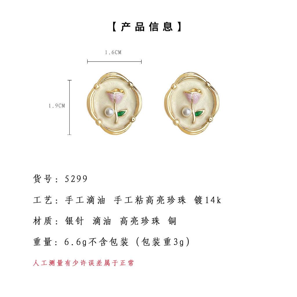 A廠-清新甜美925銀針鍍14K春天花鬱金香耳環工廠耳環耳環飾品貨源批發「5299」25.01-3