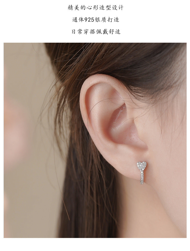 D廠-S925純銀超閃滿鑽愛心耳扣女輕奢百搭心形甜美送閨蜜禮物耳飾批發「YC3265E_1」25.07-4