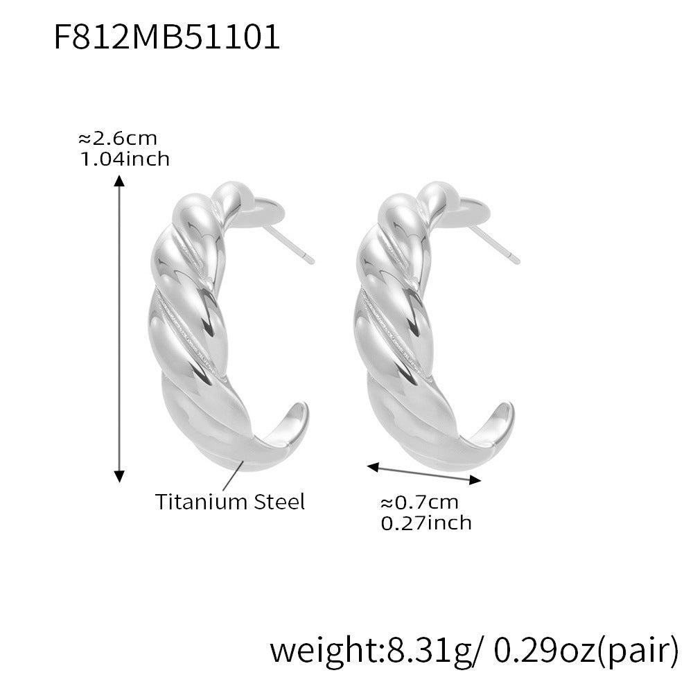B廠-新款不鏽鋼幾何扭紋滴油耳環琺瑯彩釉時尚個性耳飾鍍18k金「F812」25.11-1