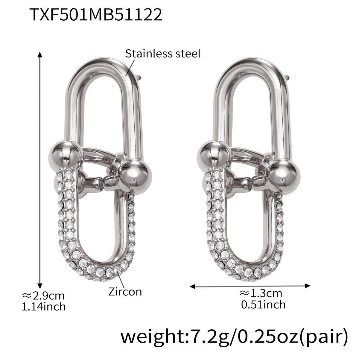 B廠-不鏽鋼馬蹄扣帶鑽飾品耳環戒指手鍊項鍊首飾套裝鍍18k真金不掉色「TXP501」25.11-4