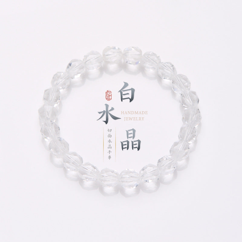 AS廠-天然8MM切面白水晶手串隨形白水晶DIY手鍊高級感水晶手串批發「081H030」25.04-3
