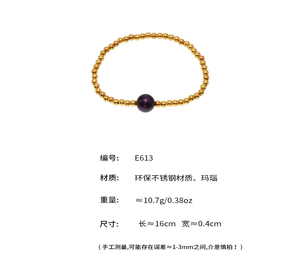 B廠-十字架手鍊手工串珠歐美風女士輕奢防水耐磨不鏽鋼18K真金「E613」25.05-4