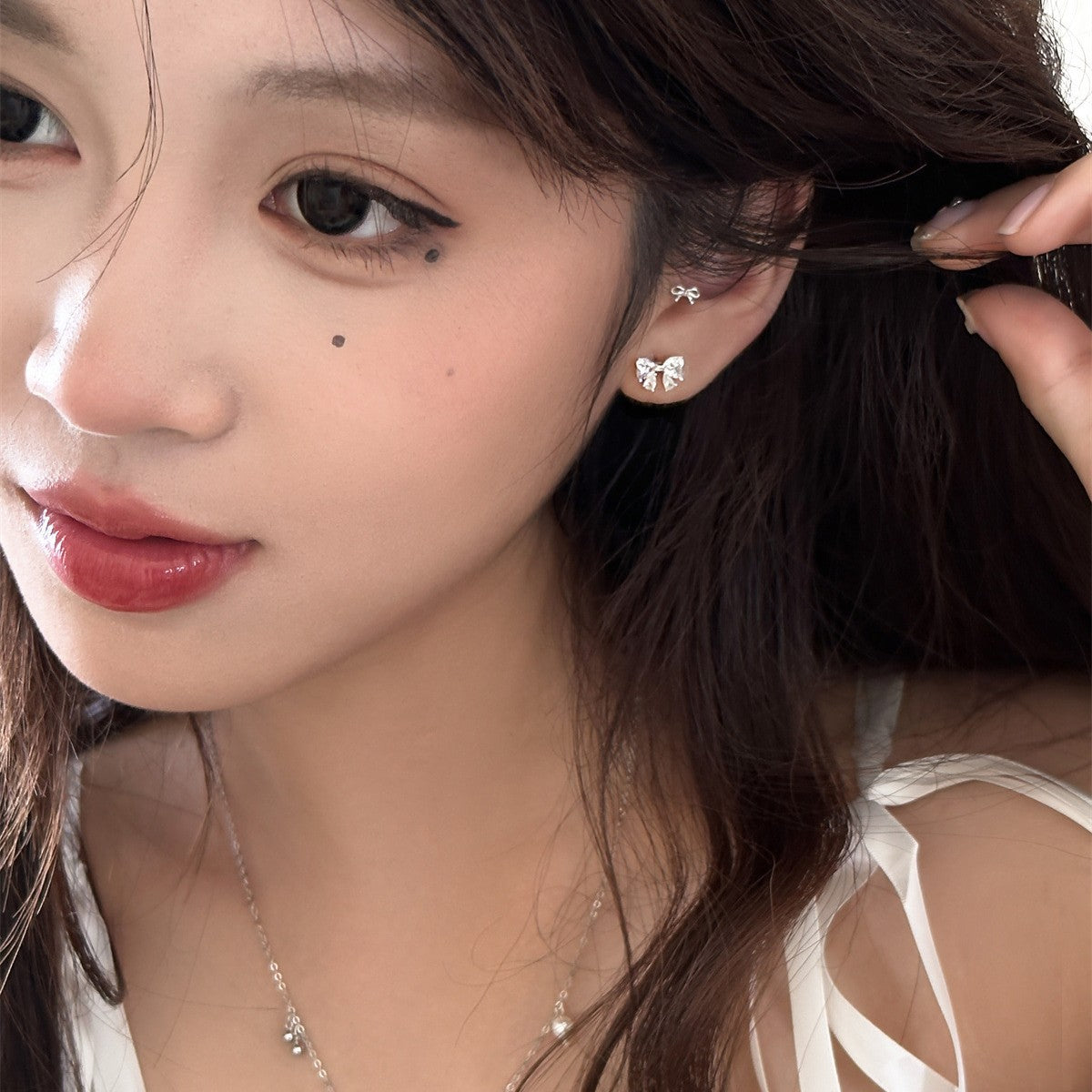C廠-甜美小香風鋯石蝴蝶結耳釘女小眾設計感高級銀針耳環氣質百搭耳飾「EH-4037」25.09-2