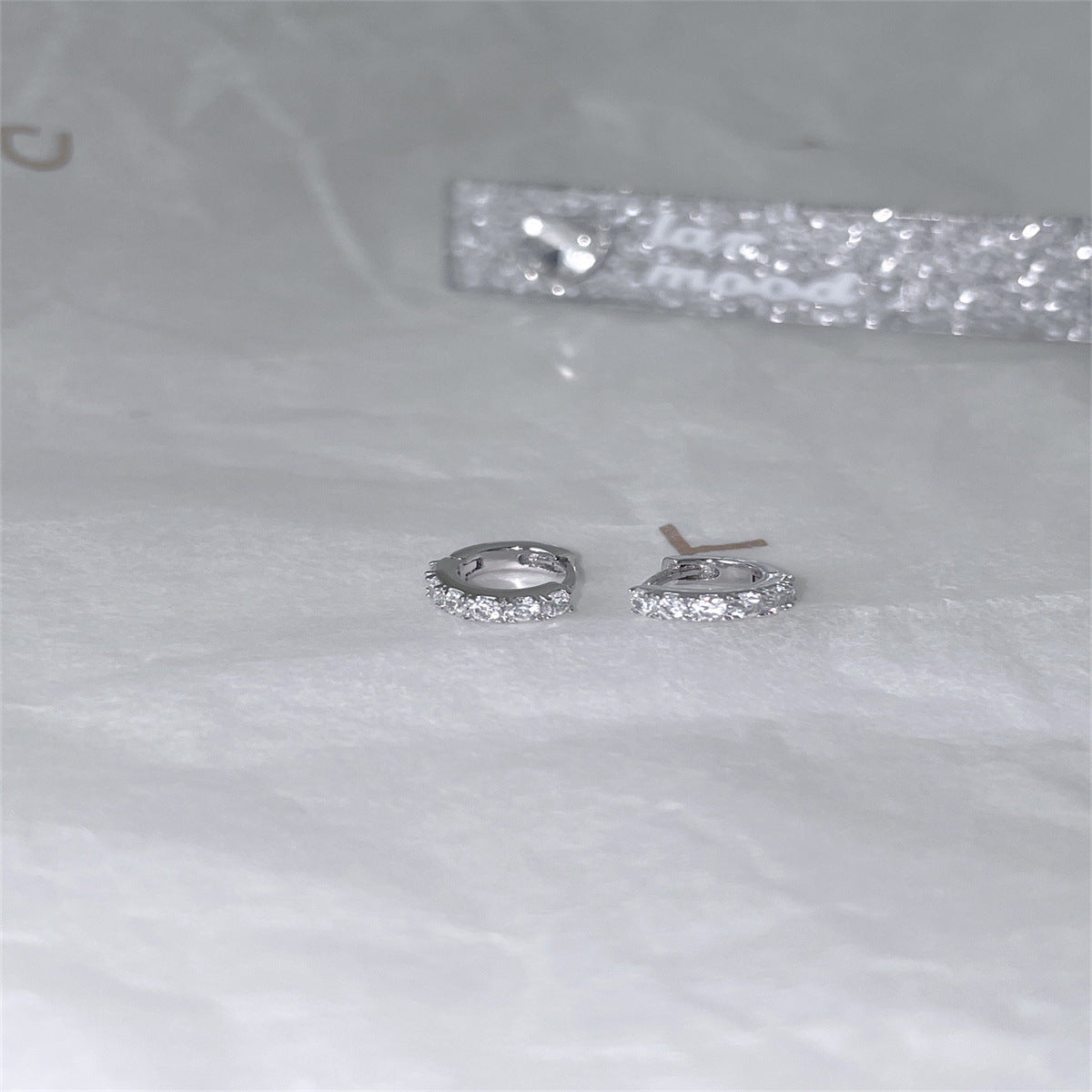 C廠-極簡冷淡風鋯石耳環女輕奢高級感mini純銀耳圈精緻時尚氣質耳扣「EH-4209」25.10-3