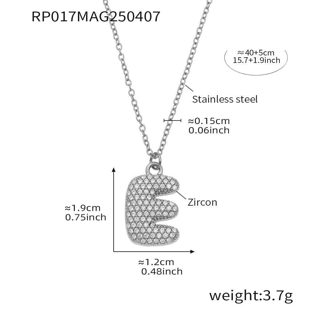 B廠-胖乎乎26個英文字母鋯石項鍊個性嘻哈不鏽鋼保色跨境飾品潮「RP017」25.04-2