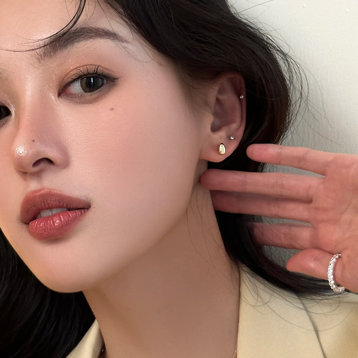 C廠-輕奢日韓銀針小水滴耳釘女ins簡約冷淡風耳環小眾個性設計感耳飾「EH-3797」25.07-2