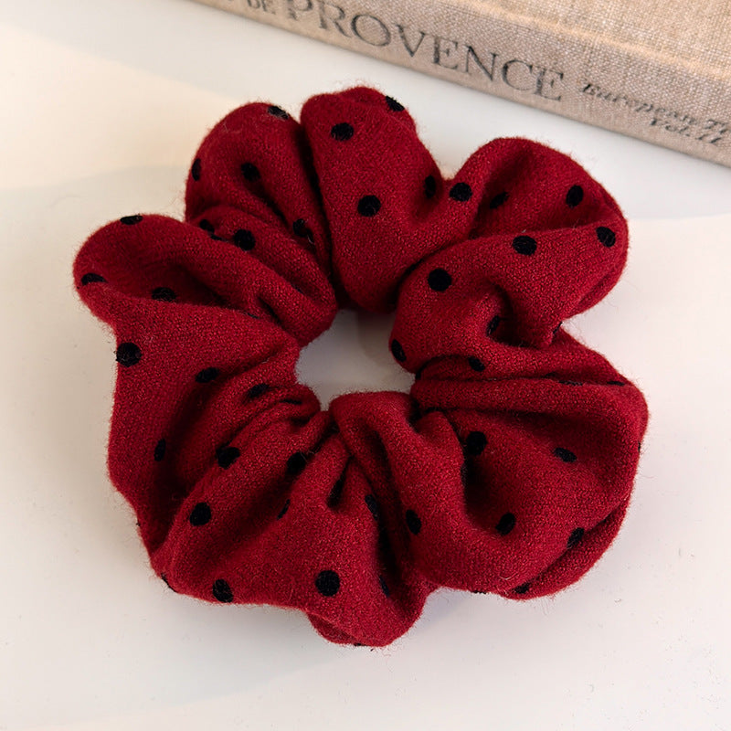 E廠-新年紅色波點大腸髮圈網紅2025新款綁頭髮頭繩高顱頂頭箍洗臉髮捆「27755」25.12-1