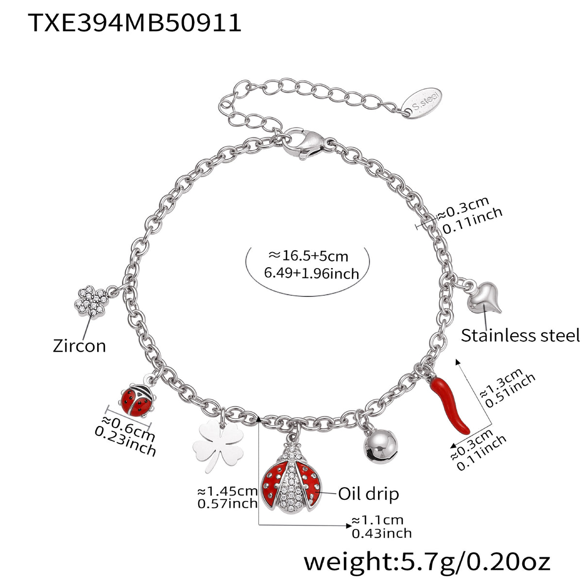 B廠-不鏽鋼琺瑯彩釉小昆蟲DIY多配件項鍊手鍊套裝歐美時尚新款「TXP394」25.09-3