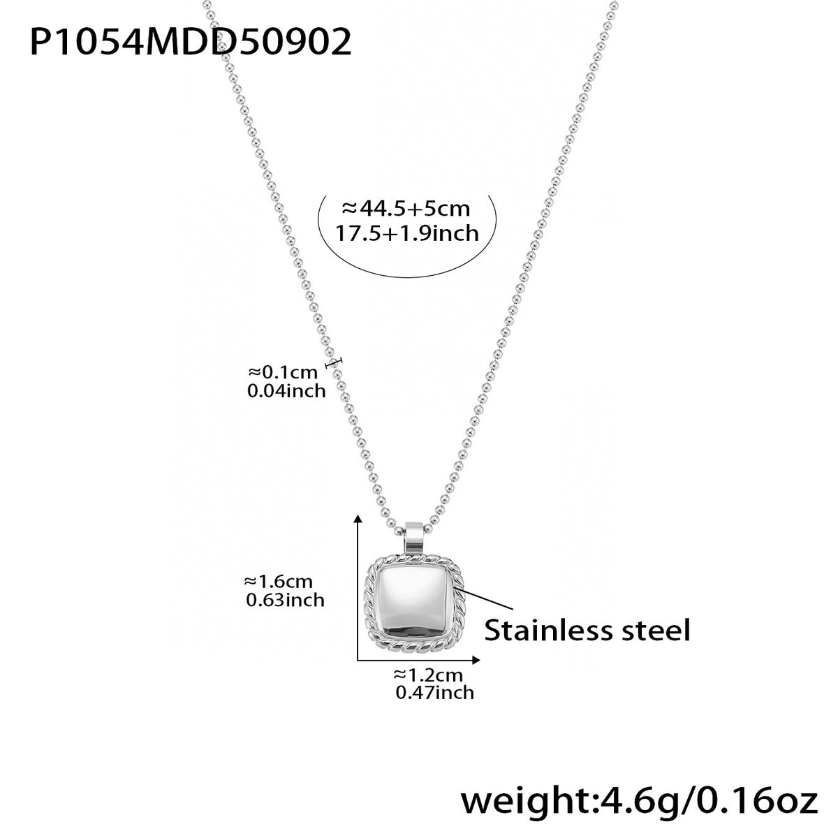 B廠-歐美飾品不鏽鋼蝴蝶造型項鍊方形光面吊墜18k鍍真金不掉色「P1054」25.09-2