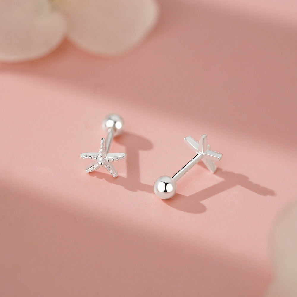 D廠-足銀S999海星螺絲耳環度假風韓系氛圍感獨特小巧溫柔精美耳飾「YC4299E_1」25.12-2