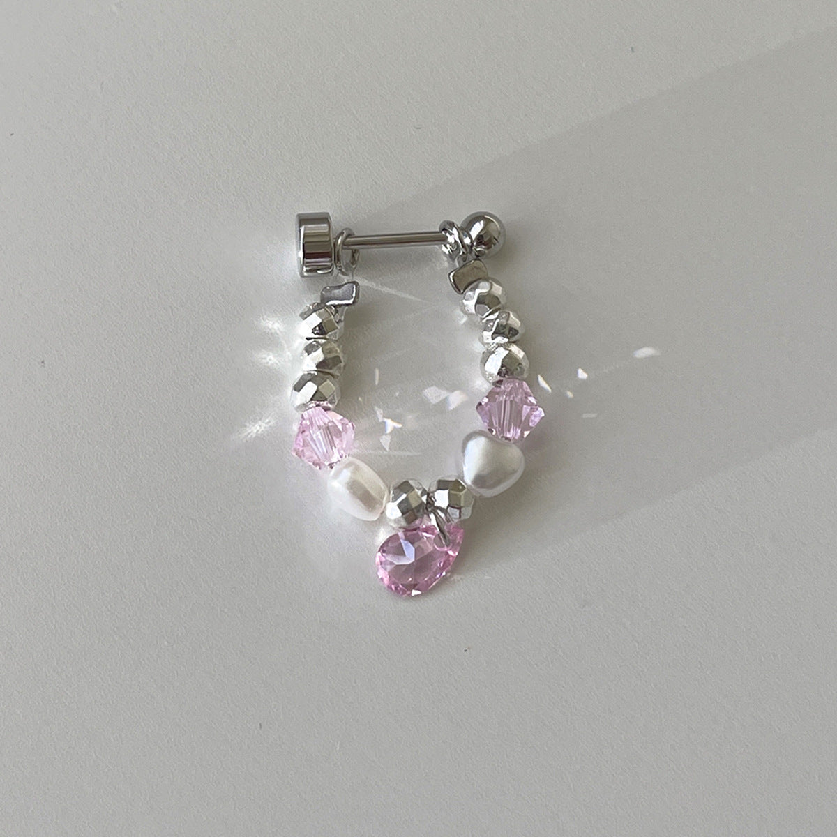 C廠-彩色多巴胺水滴鋯石耳環女輕奢百搭甜美碎銀鈦鋼耳圈精緻秋冬耳飾「EH-4281」25.11-4