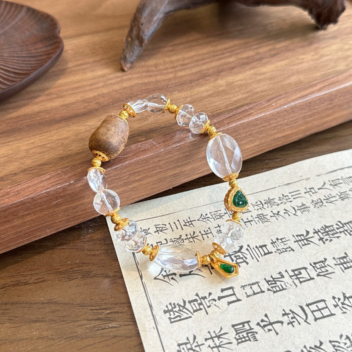 AS廠-天然白水晶沈香翡翠文玩新中式國風手串手鍊批發廠家直銷「2750」25.09-3