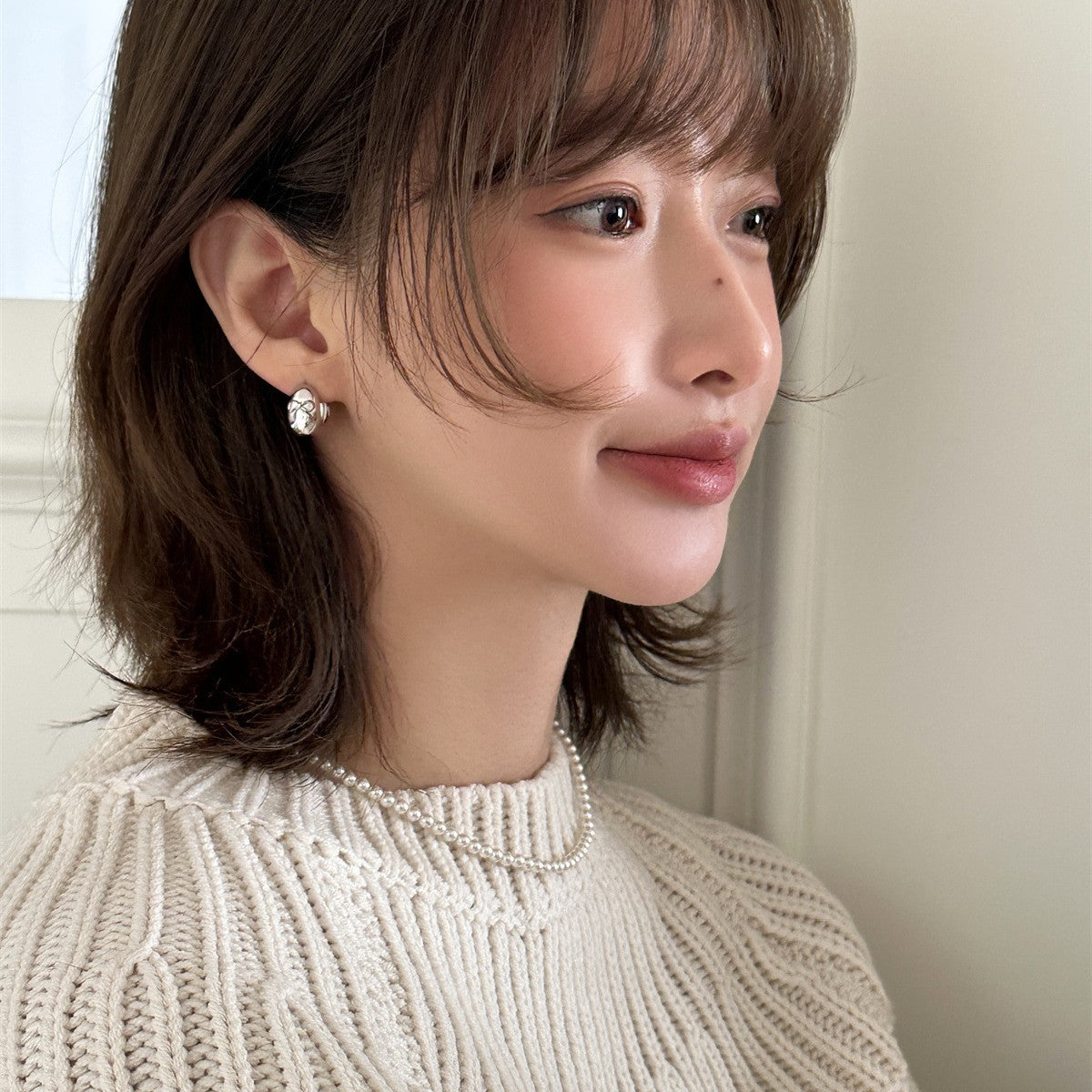 C廠-極簡百搭蝴蝶結耳環女個性冷淡風高級感鵝蛋銀針耳環日常氣質耳飾「EH-3468」25.04-3