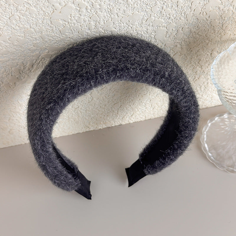 E廠-秋冬細毛絨加厚寬邊髮箍女2025新款高顱頂頭箍氣質百搭髮卡髮飾「27710」25.11-3